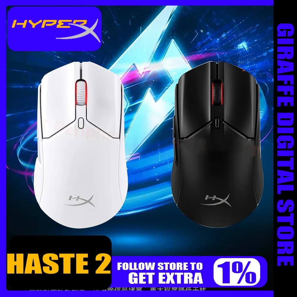 Hyperx Pulsefire Haste 2 Wireless Mouse Hyperx 26k RGB 26000DPI 2.4G Bluetooth Gaming Mouse Custom Lightweight PC Game Accessory