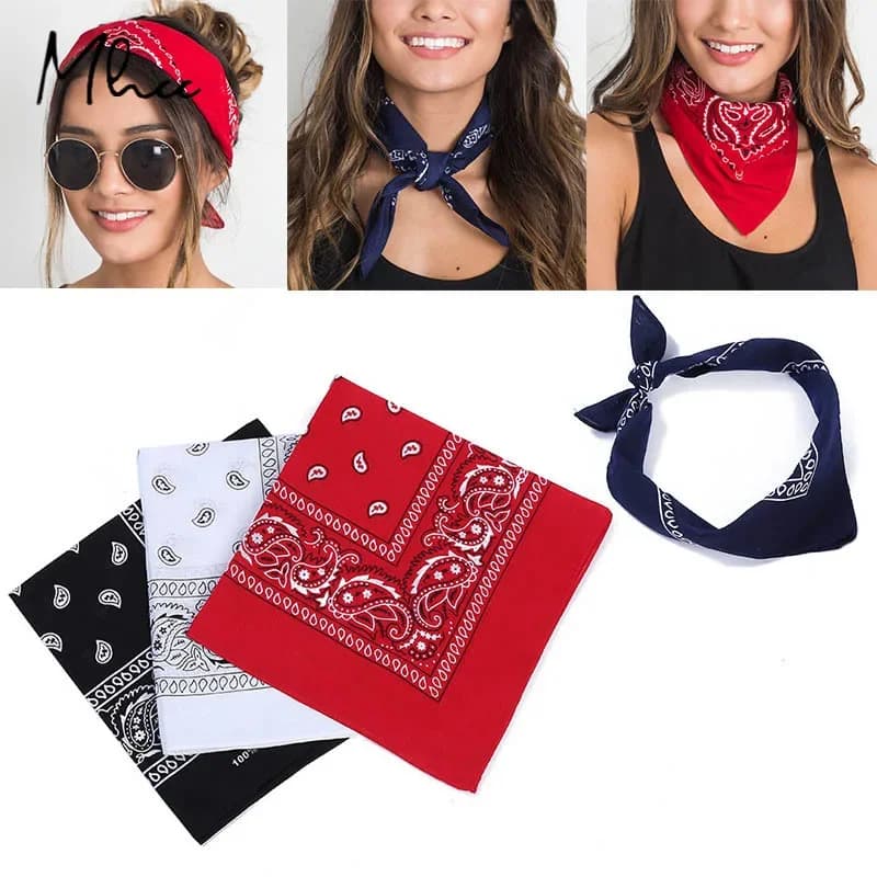 Fashion Women Hair Accessories Bandana Square Scarf  Female Bandanas Headwear Rock Cool Girls Hair Tie Band Head Scarf