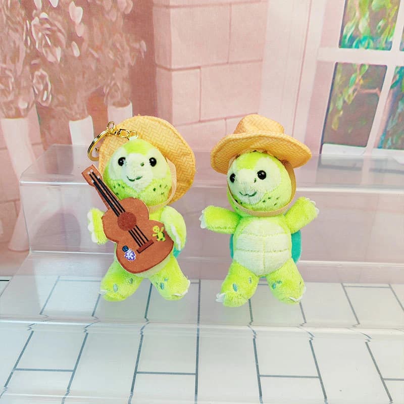 Tortoise Keychain Cute Animal Cartoon Key Pendant Decorative Soft Stuffed Plush Toy Keyring Sea Turtle Car Bag Pendant