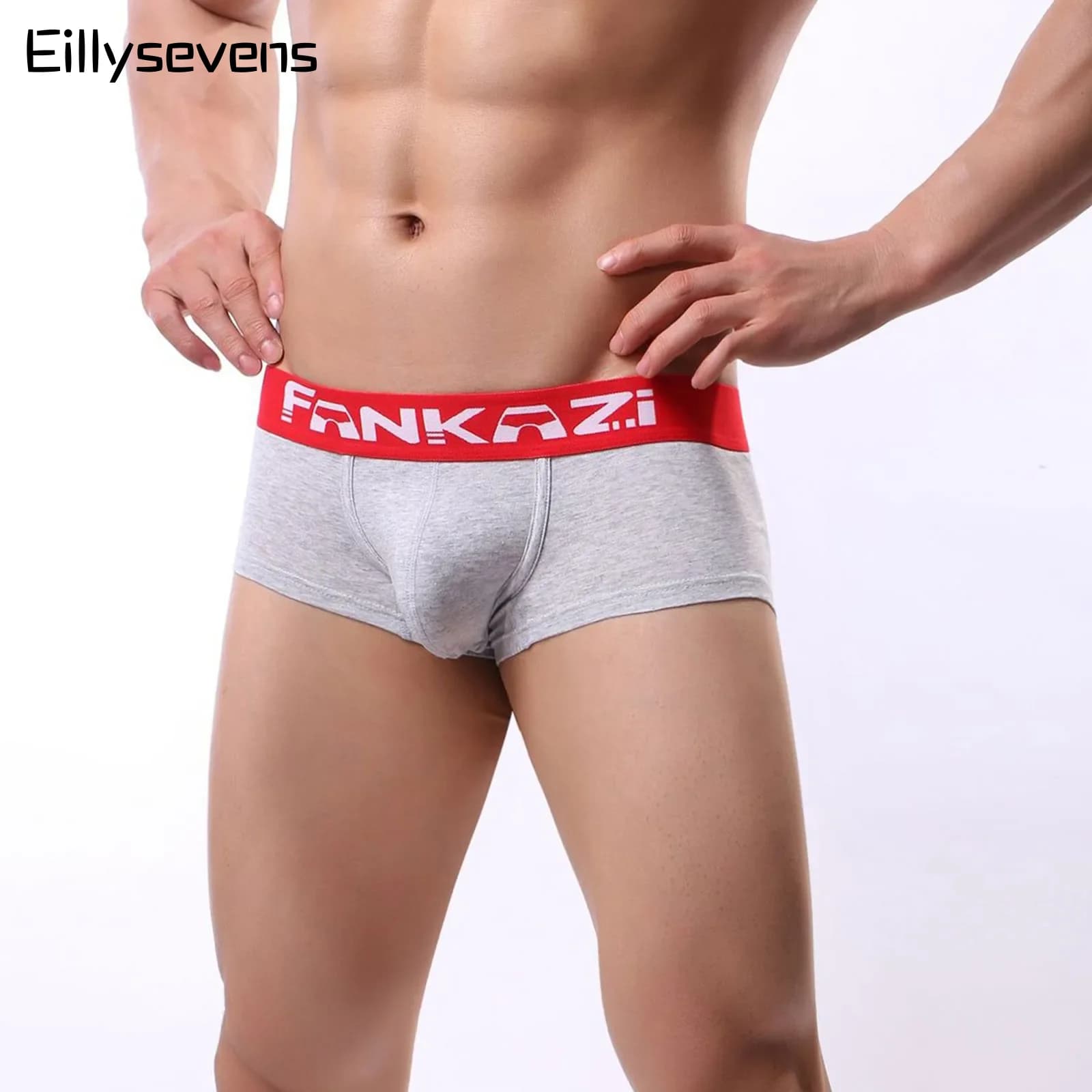 Men'S Flat Angle Pants Low Waisted Splicing Cotton Splicing Underwear Breathable And Comfortable U-Shaped Protruding Underwear
