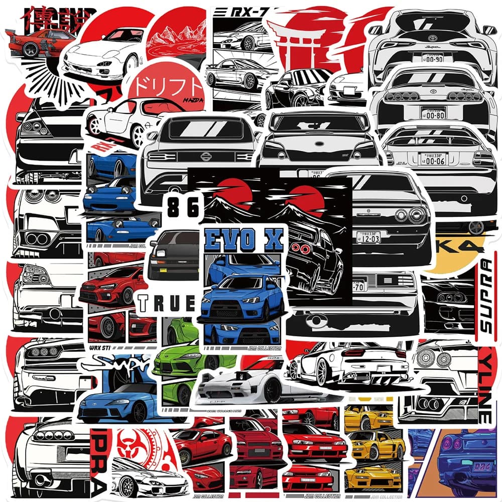 10/30/50PCS JDM Retrofit Racing Car Graffiti Stickers Laptop Luggage Car Phone Skateboard Cool Waterproof Sticker Decal Kid Toy