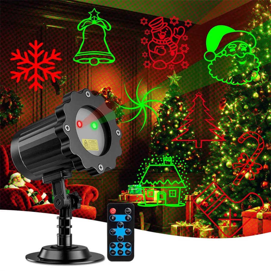 10 Pattern Christmas Laser Lights Outdoor Landscape Projector Laser Light Waterproof Red Green LED Laser Star Show Garden Decor