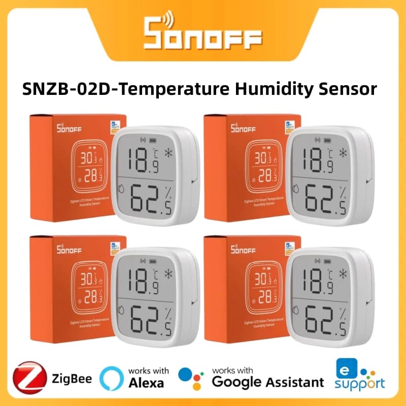 SONOFF SNZB-02D Zigbee Smart Temperature Humidity Sensor LCD Screen Smart Home Remote Real-time Monitor Work With Alexa Google