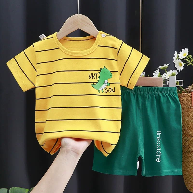 Kids Cartoon Clothing Sets Summer Fashion Short Sleeve Suits Boys Girls T-Shirts+Shorts 2Pcs Children Outfits 0-6 Years