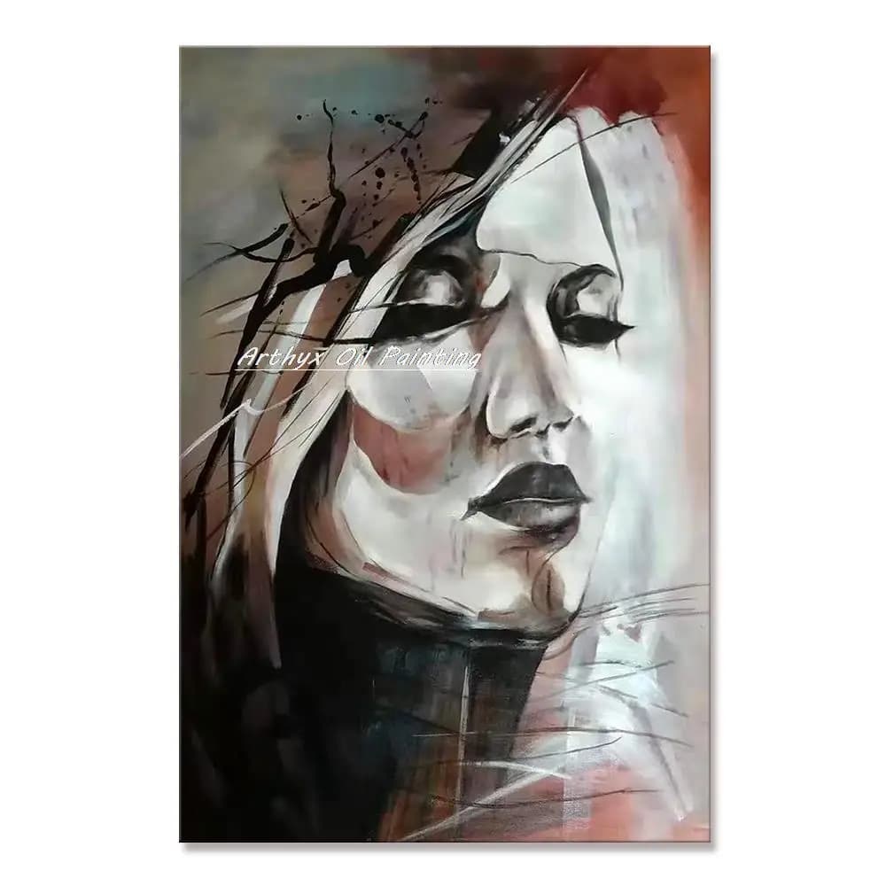 Arthyx Large Size Handmade Abstract Figure Oil Paintings On Canvas Modern Wall Art Girl Pictures For Living Room Home Decoration