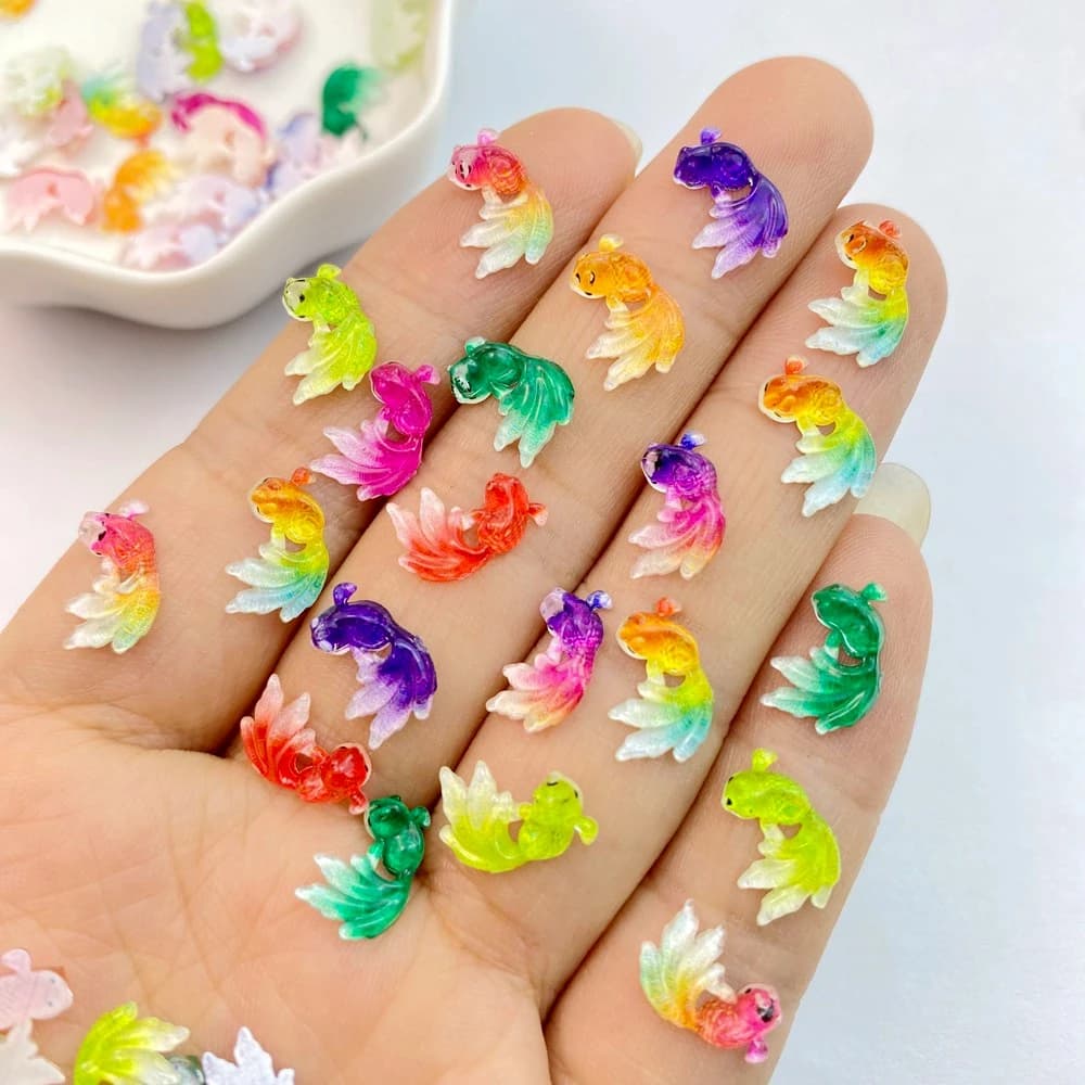 50Pcs New Cute Resin Mini Little Goldfish Flat Back  Ornament Jewelry Making Manicure Hairwear Accessories