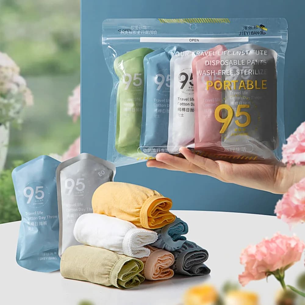5PCS Disposable Pantie Healthy Comfortable Cotton Panty Solid Color Women Pantie Free Washing Pantie Travel Portable Underwear