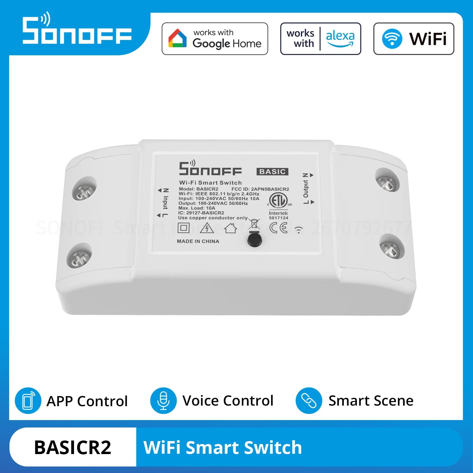SONOFF BASICR2 BASICR4 WiFI Smart Switch DIY Wireless Breaker Remote Voice Control Light Switch Smart Home via Alexa Google