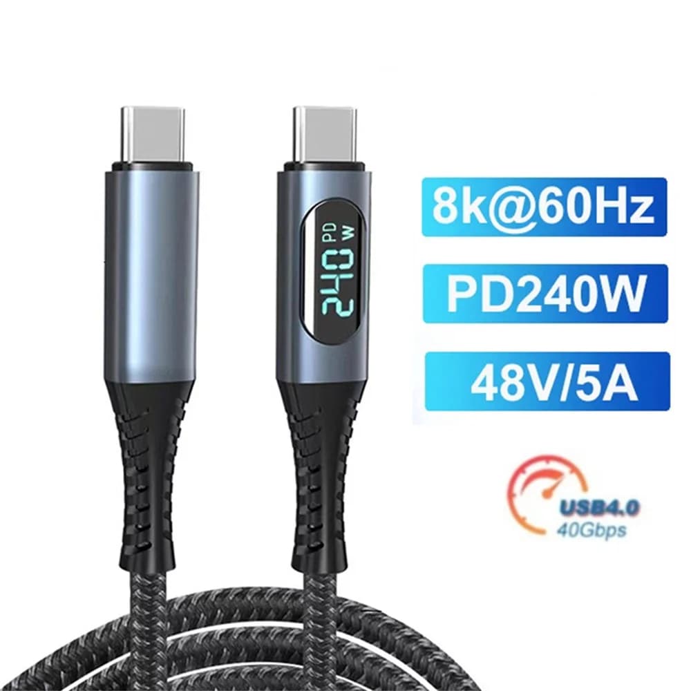 USB 4.0 Type C to Type C Cable Fast Charge For Thunderbolt 4 8K @ 60Hz 40 Gbps  240W  PS5  Nintendo Switch MacBook Pro