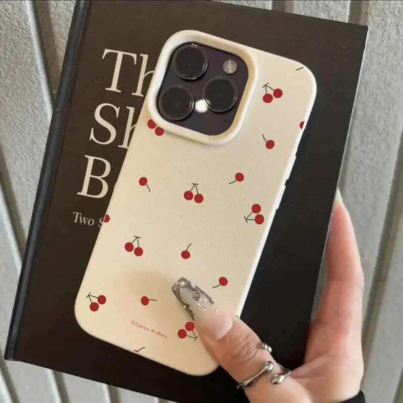 Cute Cartoon Cherry Lichee Pattern Silicone Phone Case For iPhone 16 15 14 13 12 11 Pro Max XS Max XR 14 15 16 Plus Cover Funda