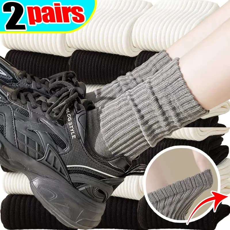 Y2K Soft Autumn Stacked Socks Women Versatile Loose Middle Cylinder Pile Up Sock Girls High Stretch Hosiery Winter Stockings