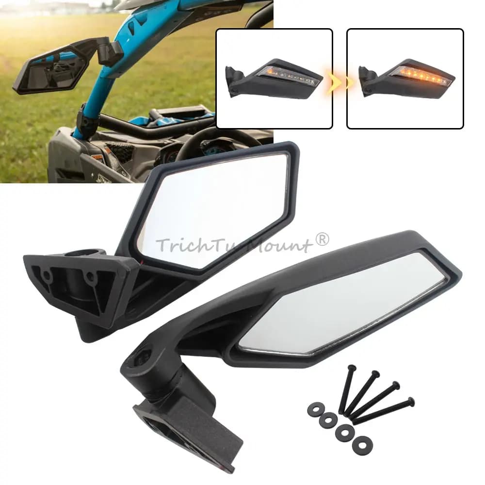 Rearview Mirror For Can-Am Maverick X3 Max XDS Turbo R 2017-2024 UTV Accessories Adjustable Side Mirrors w/ LED Turning Light