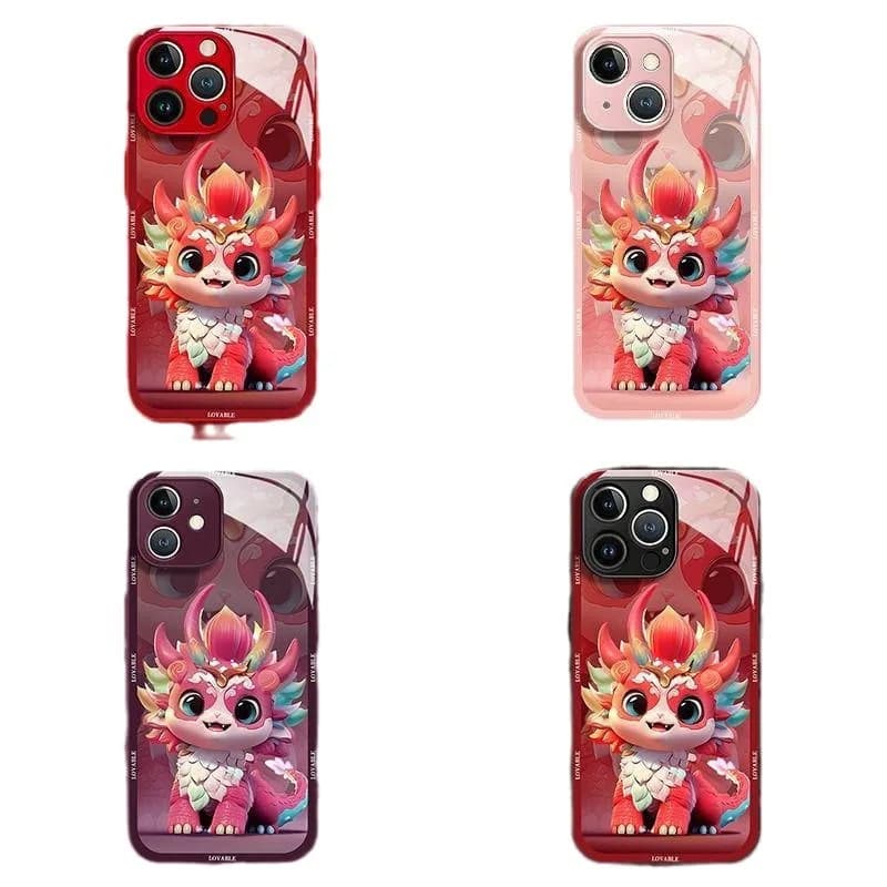 Color wealth dragon for iphone15 mobile phone case iphone14promax red 13 new 12 glass x smax fashion mod