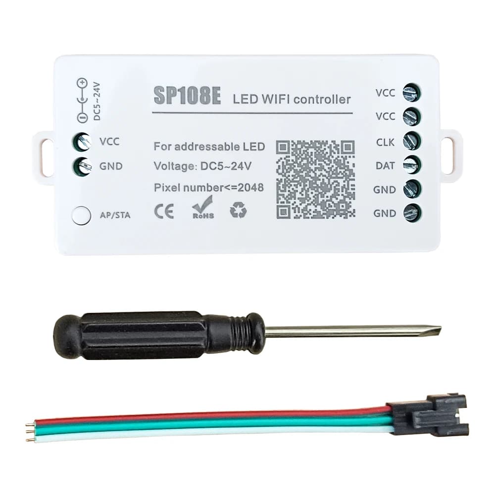 DC5-24V SP108E LED Controller Wifi Mobile APP 5050 RGB Pixel WS2811 WS2812b WS2813 WS2815 SK6812 Individually Addressable Strip