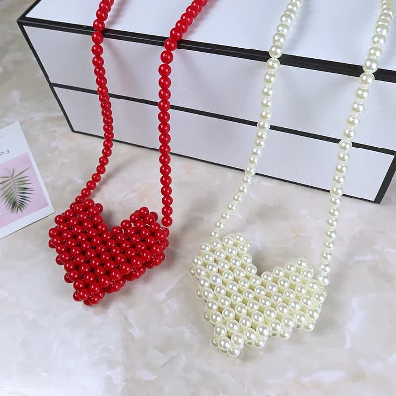 Mini Love Beaded Bags Women's Fashion INS Simple Crossbody Bag Handwoven Custom Pearl Crystal ToteBag 2023 New сумка из бусин