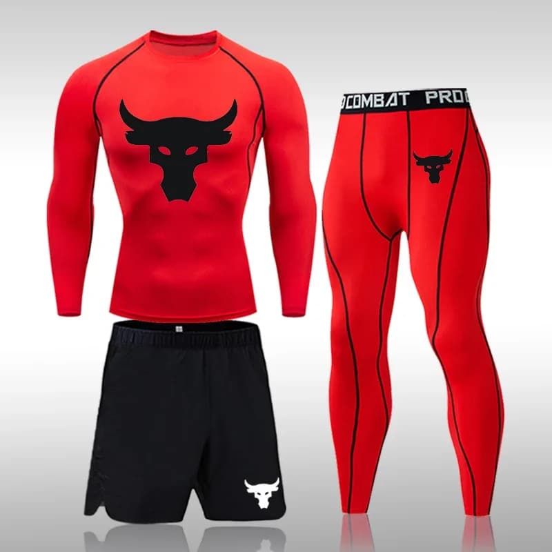 New Men's Winter Sport Thermal Underwear 3piece/Set Training Tight Running Basketball Long John Compression Jogging  Suit