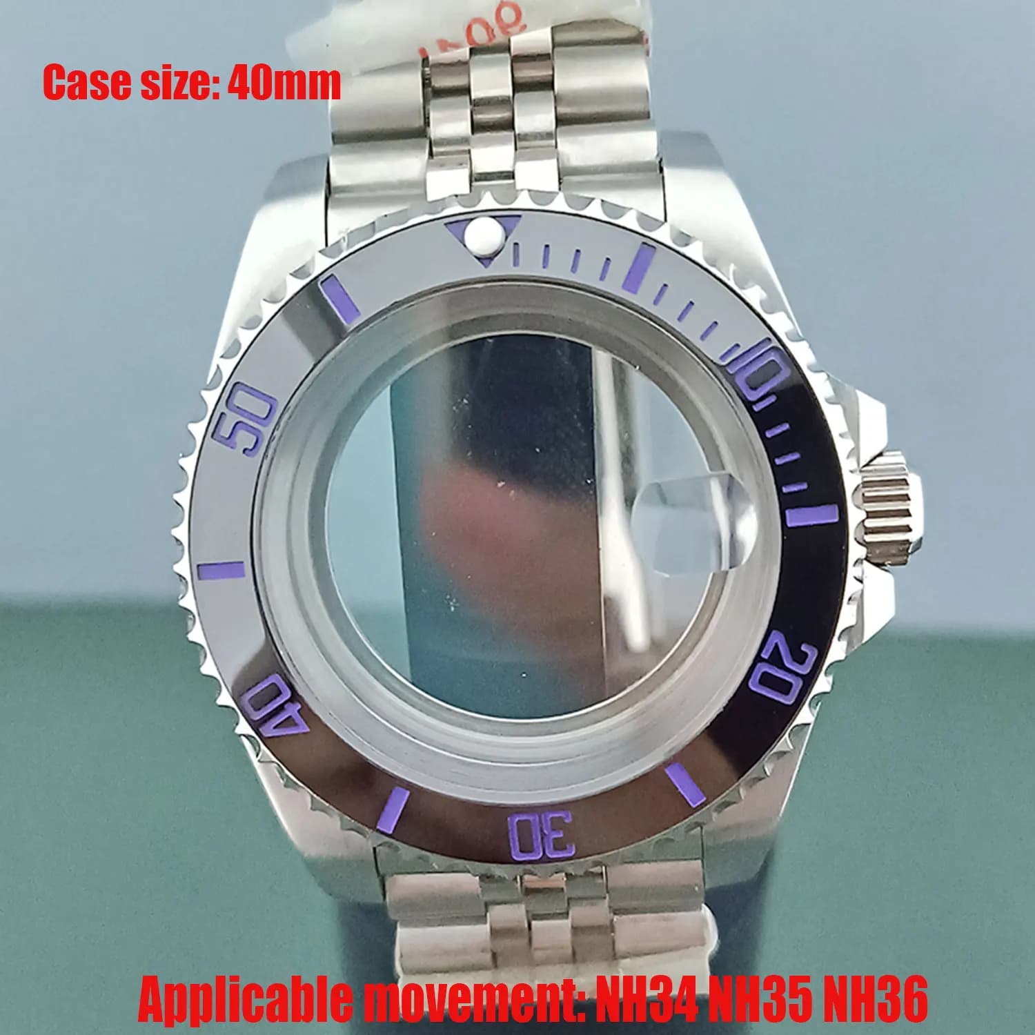 40mm10bar waterproof case fits NH series 35 36movement 316L stainless steel sapphire glass Silver Jubilee buckle 120 click bezel