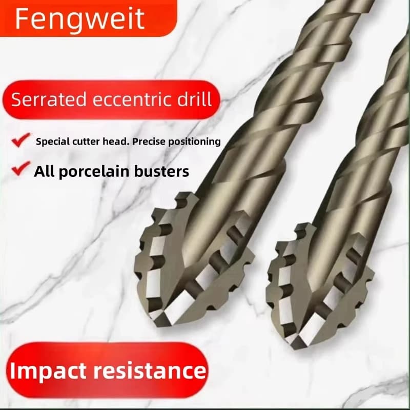 4-Blade Saw Tooth Eccentric Drill Bit for Wood/Metal/Concrete,High-Speed Steel,Heat-Resistant,Professional Rotary Tool Accessory