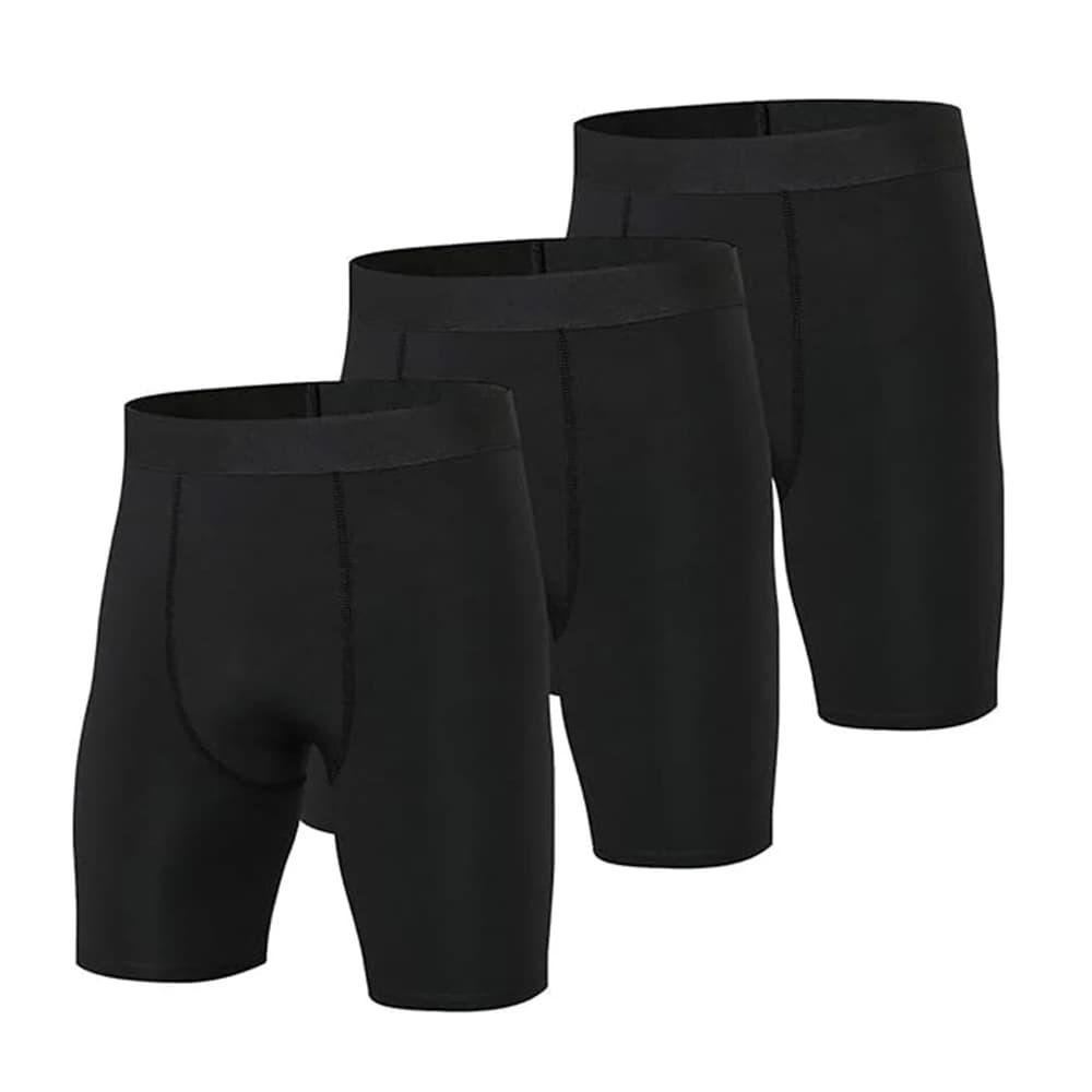 3 Pack Compression Shorts Men Basketball Running Athletic Underwear Boxer Briefs Performance Workout Sports Baselayer Tights