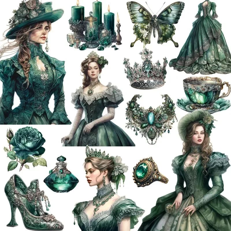 20Pcs/Pack Emerald Palace Sticker DIY Craft Scrapbooking Album Junk Journal Decorative Stickers