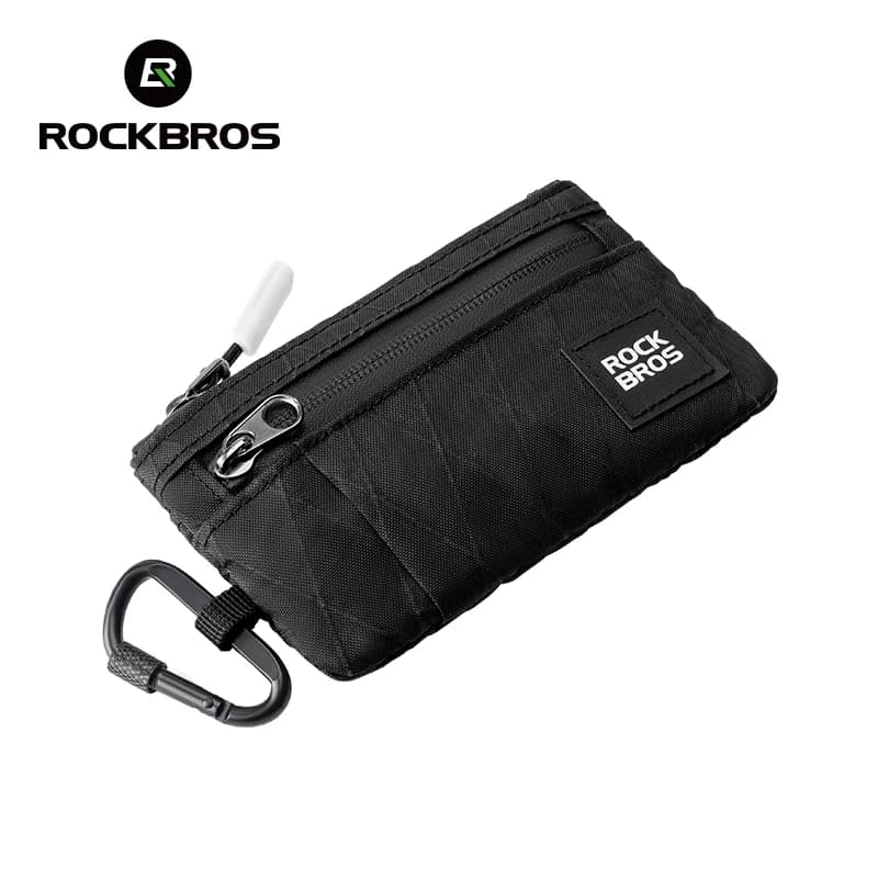 ROCKBROS Portable Wallet Card Bag Ultra-Light Stylish Sports Mini Credit Card Wallet with Hang Lock Compact Storage Bag