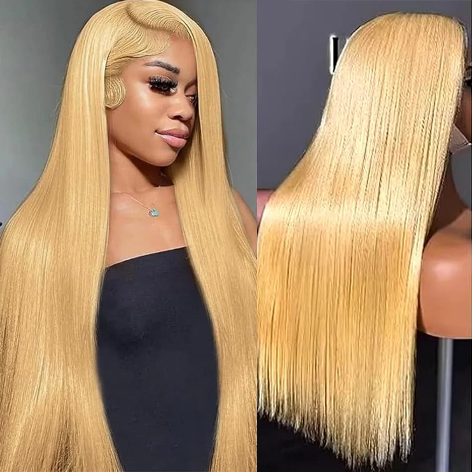 Honey Blonde Wig Human Hair 13x6 Hd Lace Frontal Wig 250 Density 27# Straight Transparent Pre Plucked Colored Human Hai Wigs