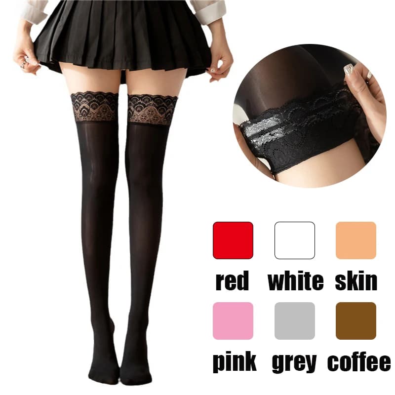 Women's Sexy Thigh High Stockings Smooth Lace Mesh Over Knee Socks Fashion Silicone Non-slip High Quality Ultra-thin Long Sock