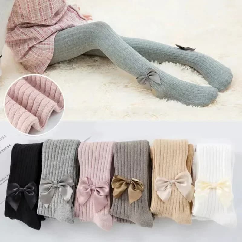 Spring Autumn Baby Girls Tights Cotton Knitting Tights for Girls Fashion Bowknot Children Girls Pantyhose Soft Leggings