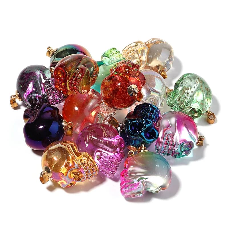21×27mm Punk Style Colored Glaze Skull Pendant Lampwork Halloween Pendants For Jewelry Making DIY Necklace Bracelet Accessories