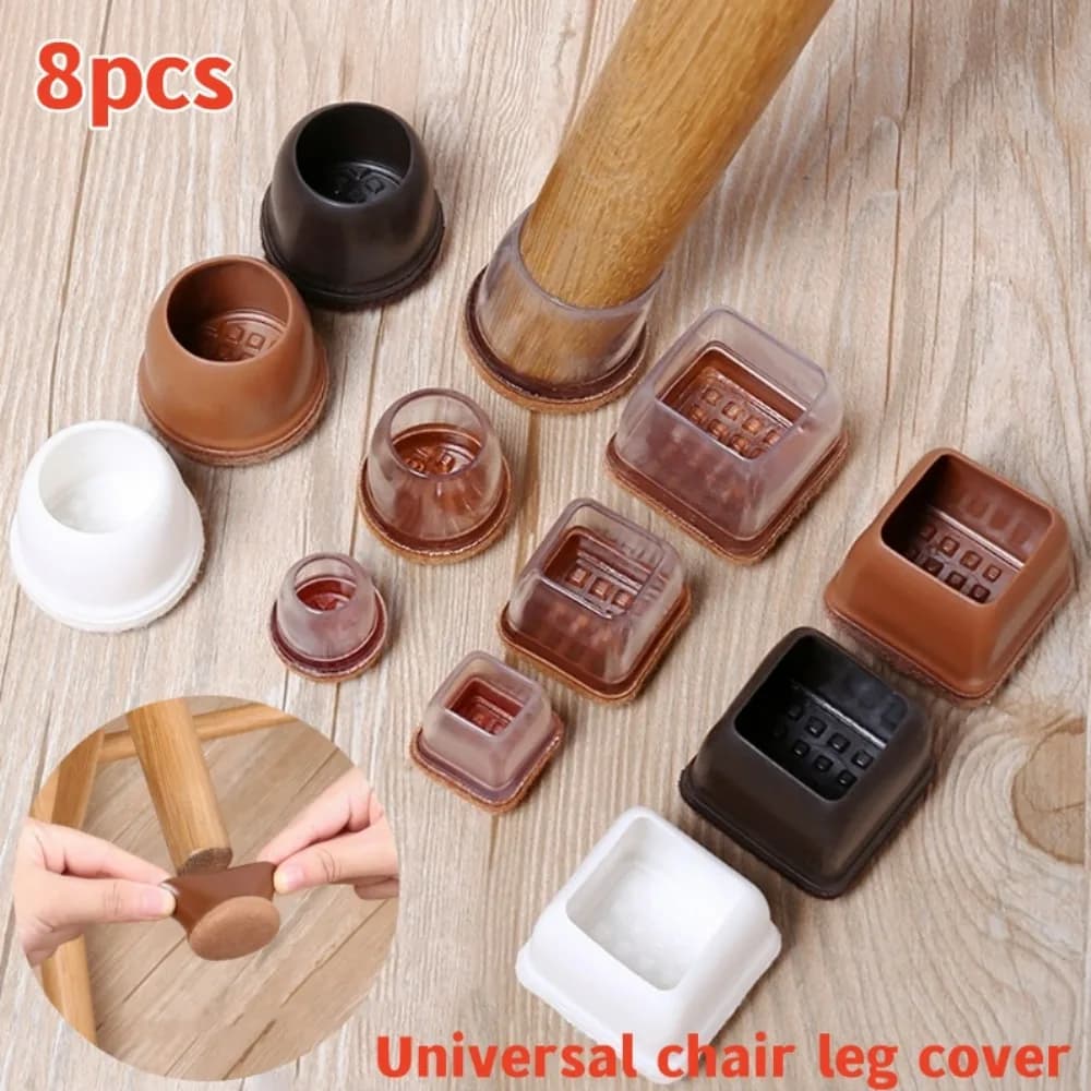 8pcs Silicone Chair Leg Caps with Thickening Felt Floor Protectors Wear-resistant No Scratches Reduce Noise Furniture Legs Caps