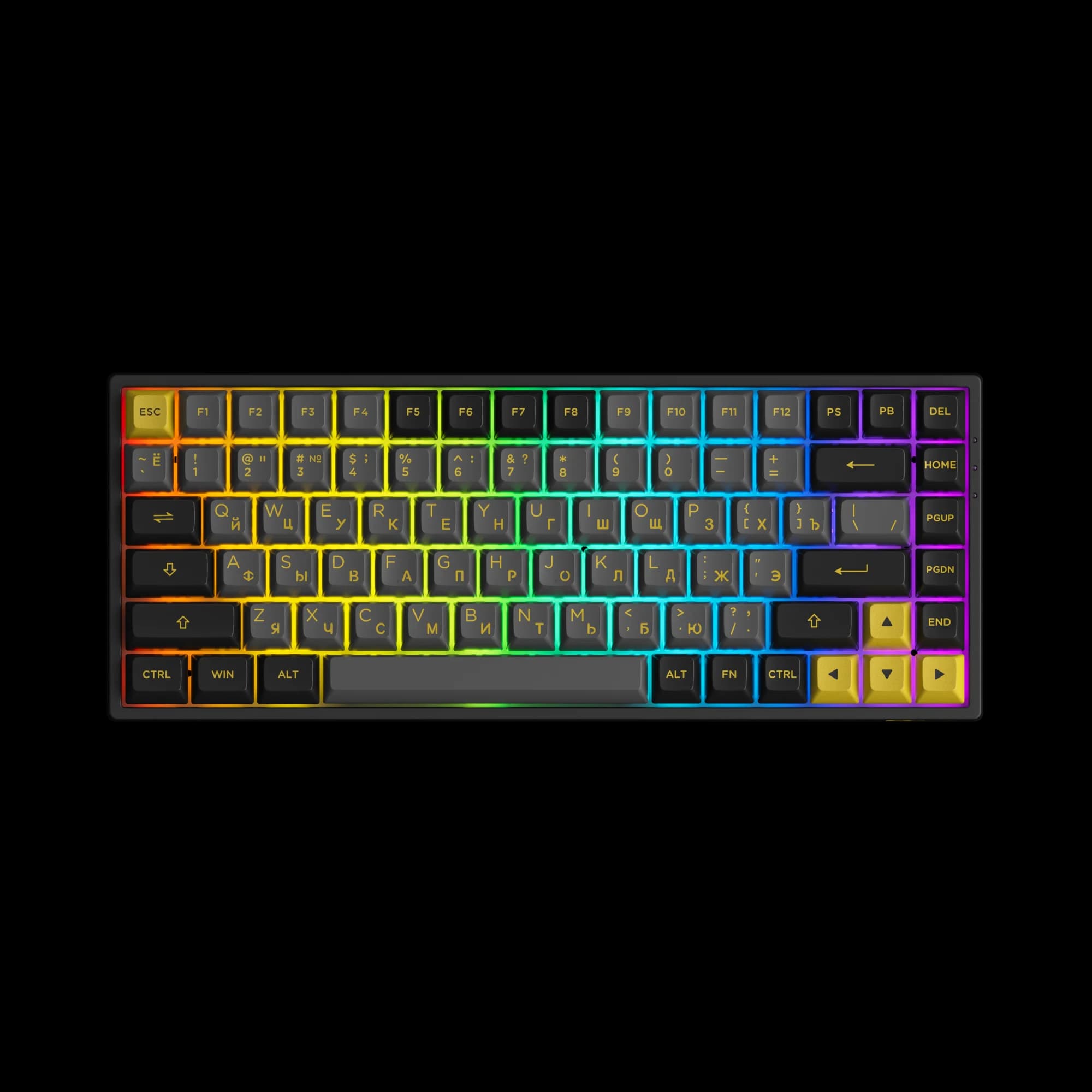 Akko 3084B Plus Black&Gold Russian/English RGB Hot-Swap Wireless Mechanical Gaming Keyboard  Multi-Modes BT 5.0/2.4GHz/Type-C