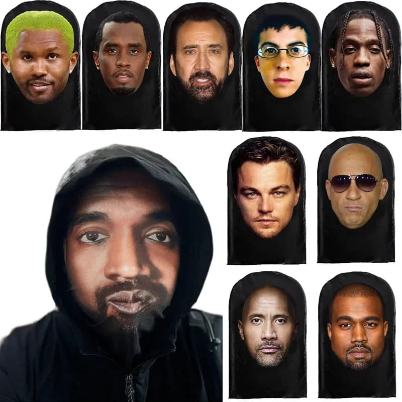 3D Printed Elastic Mesh Full Face Visual Mask Hood Simulation Kanye Kobe Headwear Novelty Carnival Party Supplies Cosplay Props