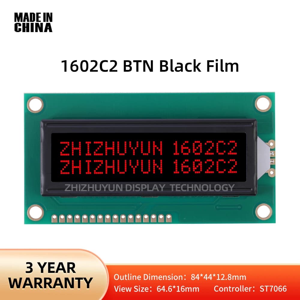 LCD 1602C2 LCD Module BTN Black Film Red 16X2 Character LCD Display PCF8574T PCF8574