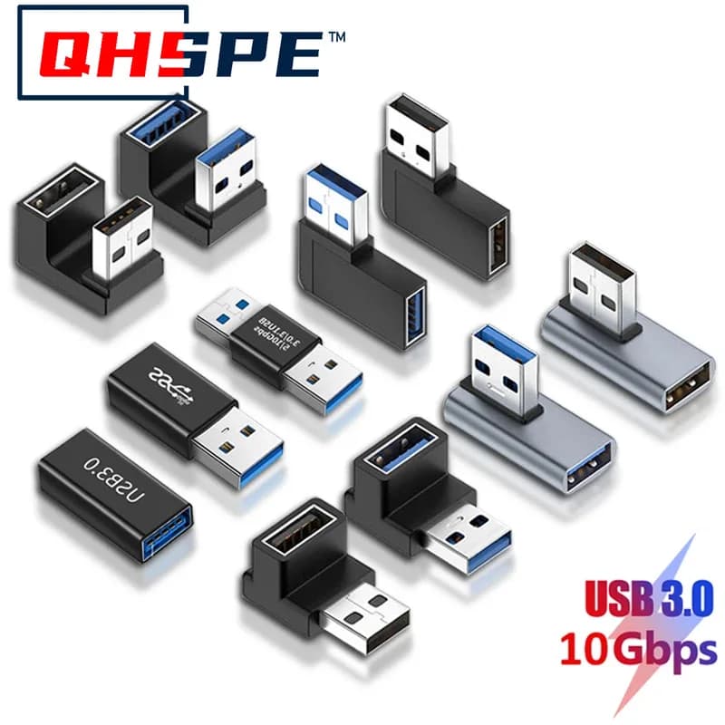 For PC Male to Female Extension Plug Converter90 Degree Right Angle USB 3.0 Extension Adapter Upward Elbow 10Gbps USB Connector