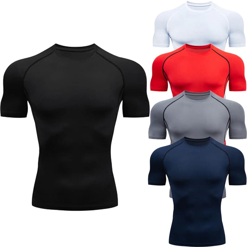 Men's Running Compression Tshirts Quick Dry Soccer Jersey Fitness Tight Sportswear Gym Sport Short Sleeve Shirt Breathable