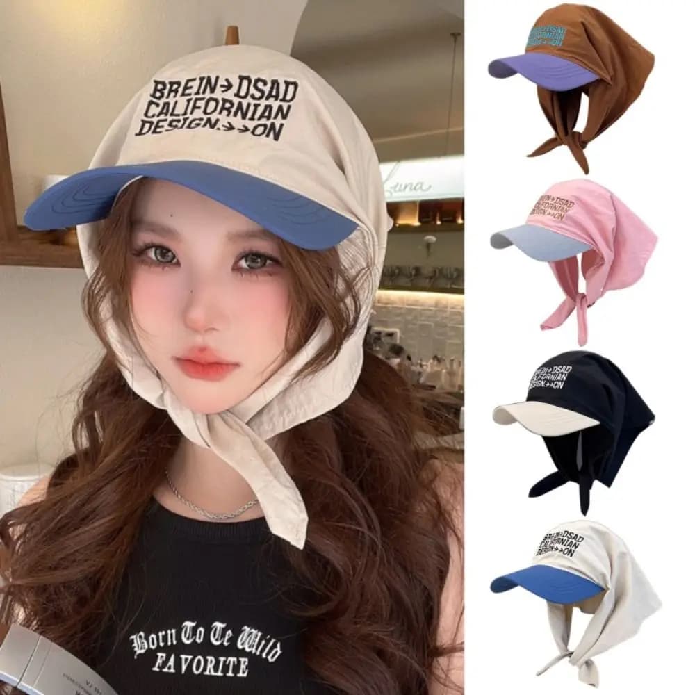 Quick Drying Sunscreen Headscarf Caps Fashion Breathable Embroidered Letter Baseball Cap Adjustable Unisex Peaked Cap Spring