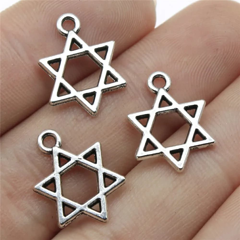 30Pcs/Lot 17x13mm Hexagram Star Of David Charms Pendants For Jewelry Making DIY Jewelry Findings Jewelry Accessories