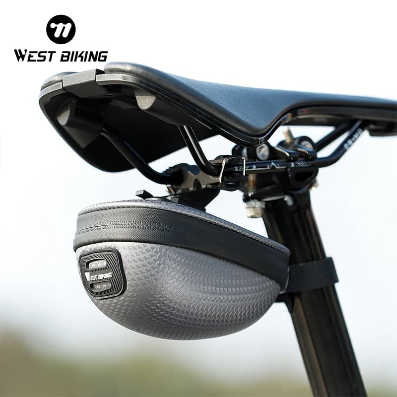 WEST BIKING Mini Portable Bike Saddle Bag Waterproof Hard Shell MTB Road Bicycle Under Seat Bag Cycling Seatpost Saddlebags