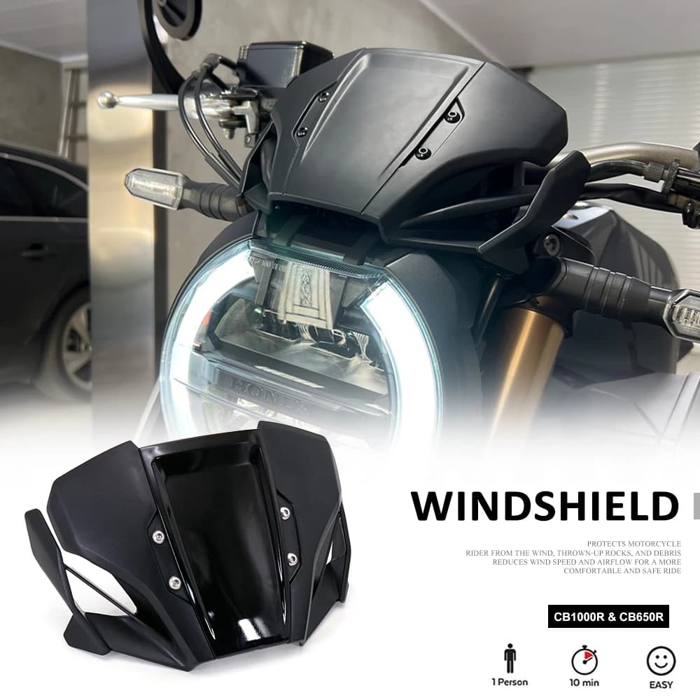 Motorcycle Windshield For HONDA CB650R CB1000R CB 650 1000 R Accessories Windscreen Fairing ABS Wind Shield Deflector 2018-2023