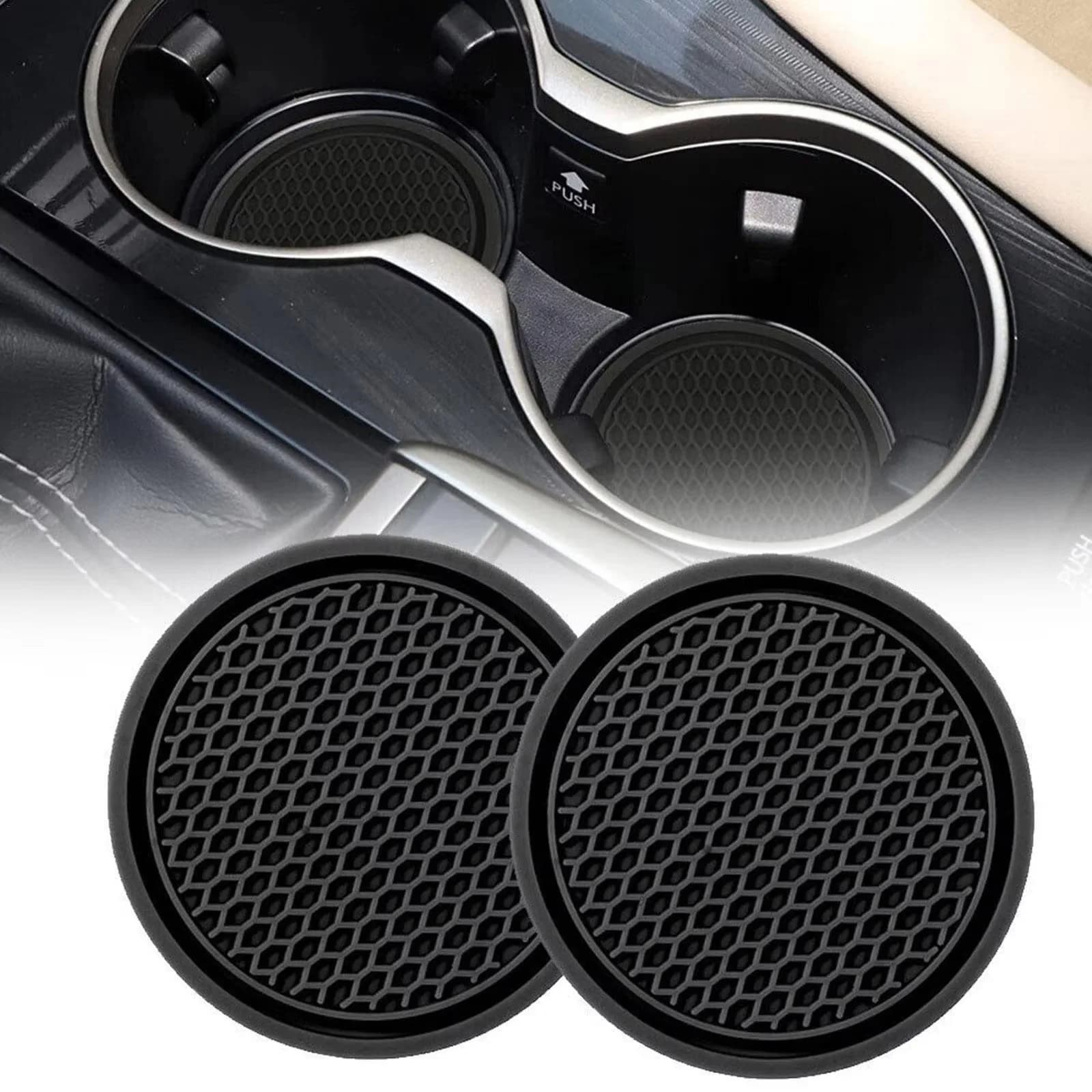 2pcs Black Car Auto Cup Holder Anti Slip Insert Coasters Pads Interior Accessories For Most Cups Accessories