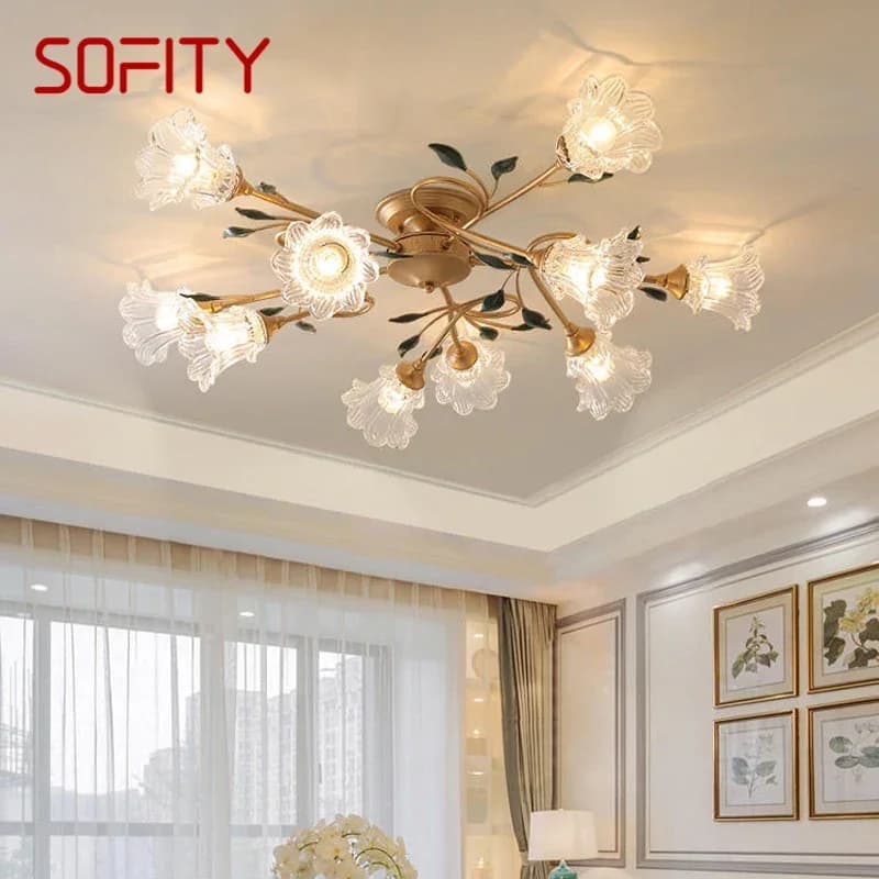 SOFITY  American Pastoral Ceiling Light LED Creativity Flower Living Room Dining Room, Bedroom Home Decoration Lights