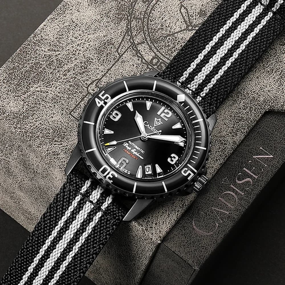 CADISEN Deep Explorer 2025 New Automatic Mechanical Watch Man Canvas Strap Wristwatch NH35 Luxury Luminous Waterproof Watches