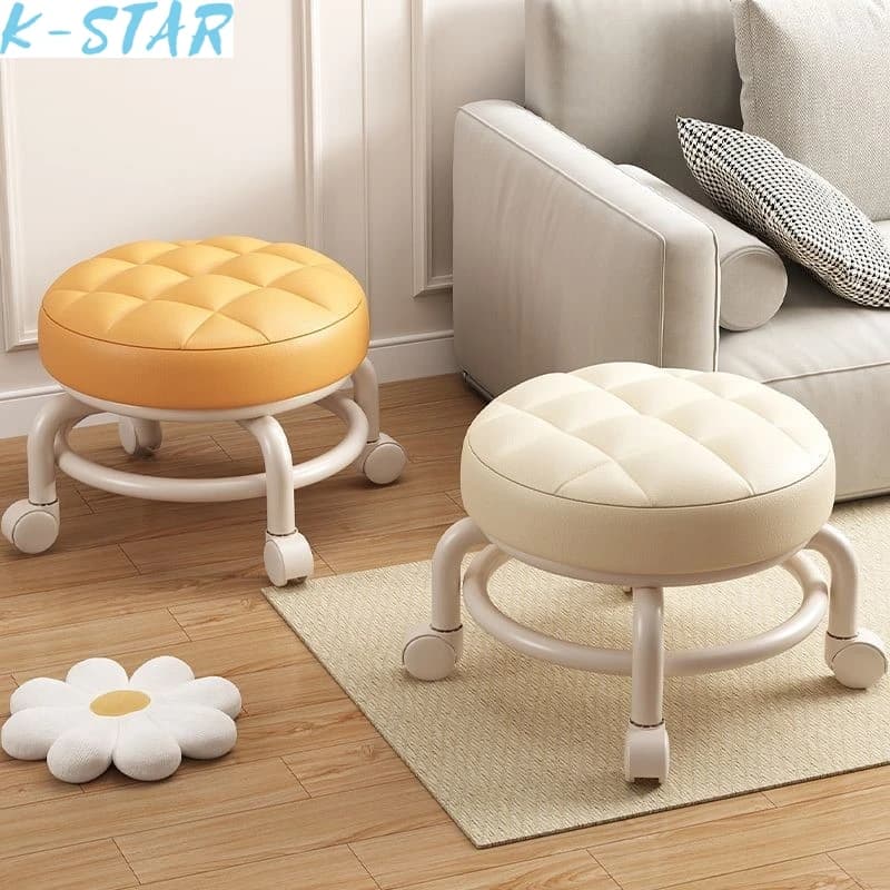 K-star Pulley Low Stool Universal Wheel With Child Artifact Children's Stool Multifunctional Beautiful Sewing Round Stool 2024