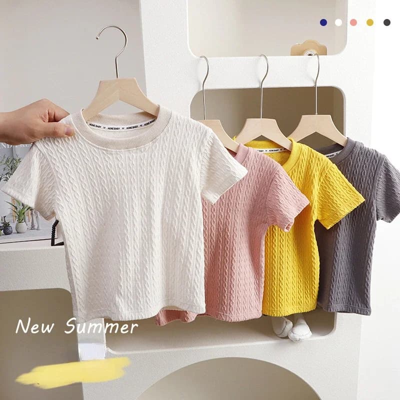 Baby Girls Boys Short Sleeved T-Shirt 2024 Summer Kids Top Tees Solid Shirt Toddler Pullover Children's Clothing Korean Style