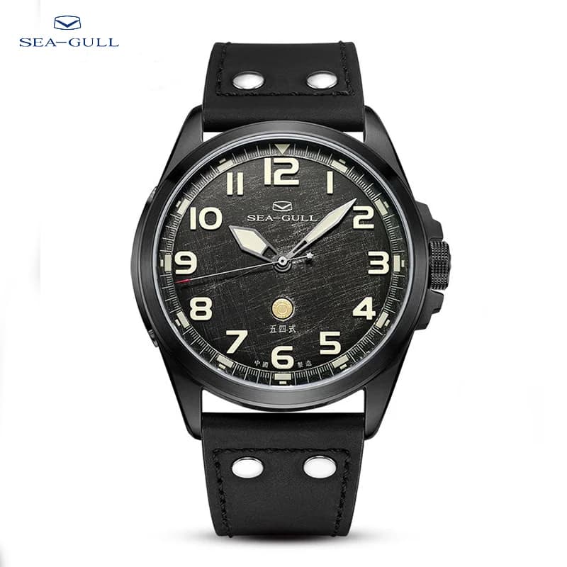 Seagull 43mm Pilot Watch Vintage Military Enthusiasts Men's Automatic Mechanical Watches Nylon Strap Luminous 10Bar 6107