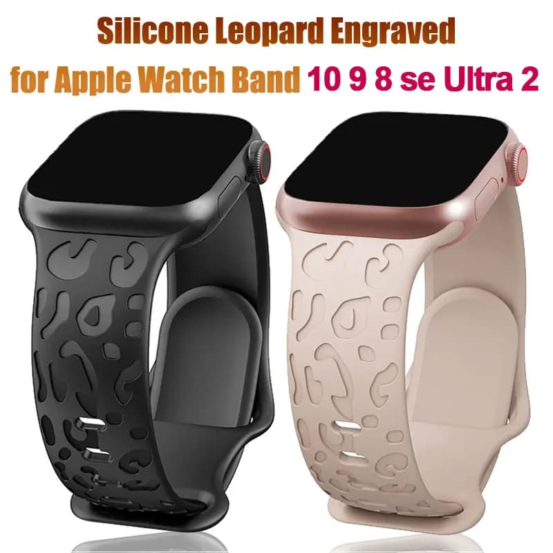 Engraved Strap For Apple Watch Band 46mm 44mm 42mm 41mm 40mm 49mm 45mm Silicone Correa Bracelet iwatch Series 10 9 8 SE Ultra 2
