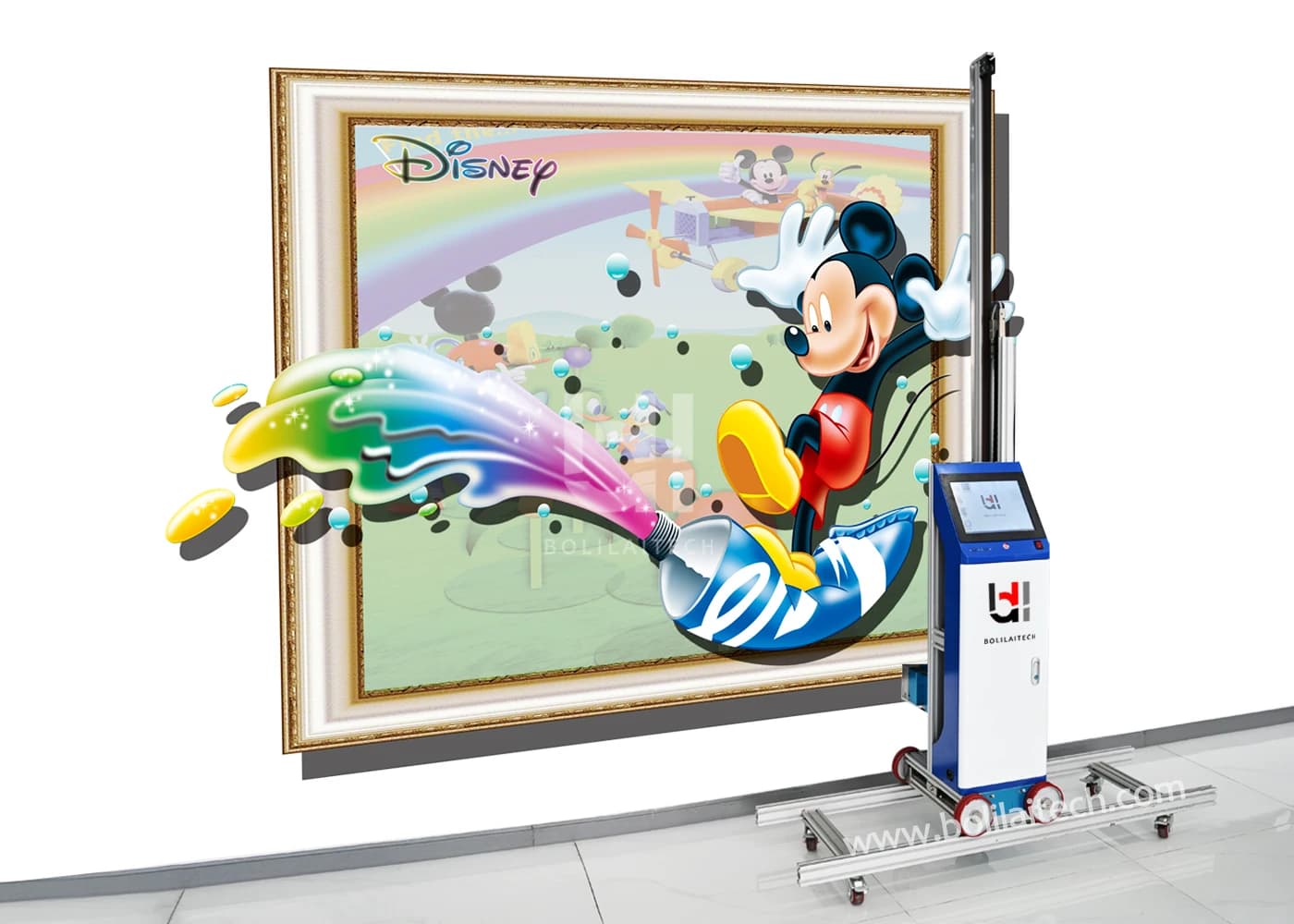 Bolilai Art Cartoon Automatic Vertical Direct To Wall Painting Machine Wall Decoration Printer Machine Rollers Rails Model