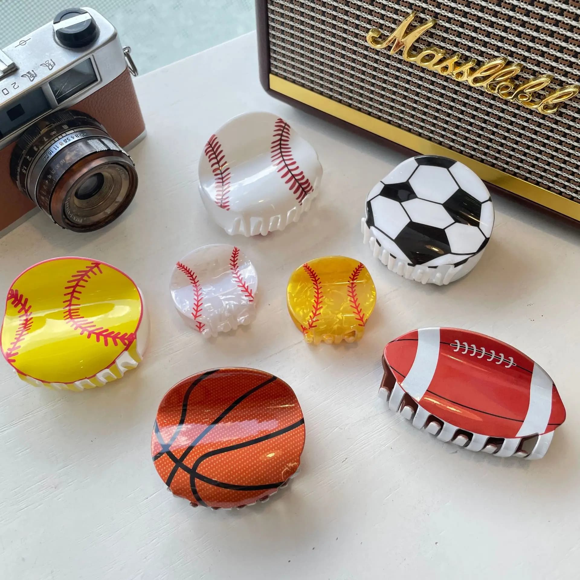Creativity Unique Baseball Basketball Football Hair Clips Women Cartoon Tennis Sports Volleyball Hair Claw Headwear Accessories