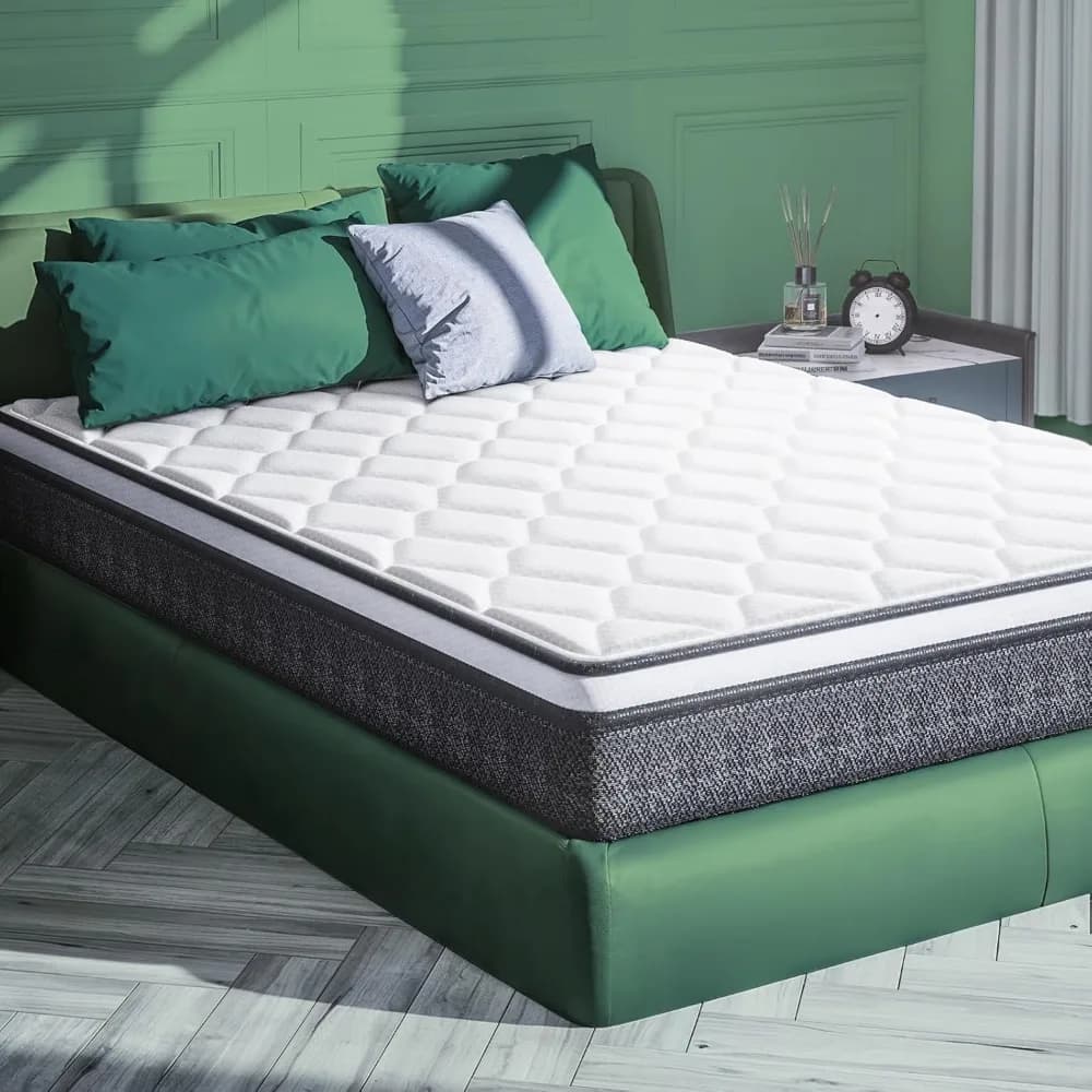 10 Inch Queen Size Mattresses in a Box, Medium Firm Hybrid with Gel Memory Foam and Pocketed Springs for Motion Isolation