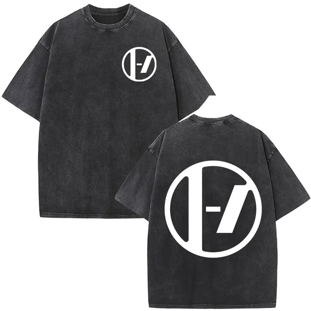 Washed T-shirt Rock Band Twenty One Pilots graphic Vintage Men Women Fashion Hip Hop T-shirts Cotton Casual T Shirt Streetwear